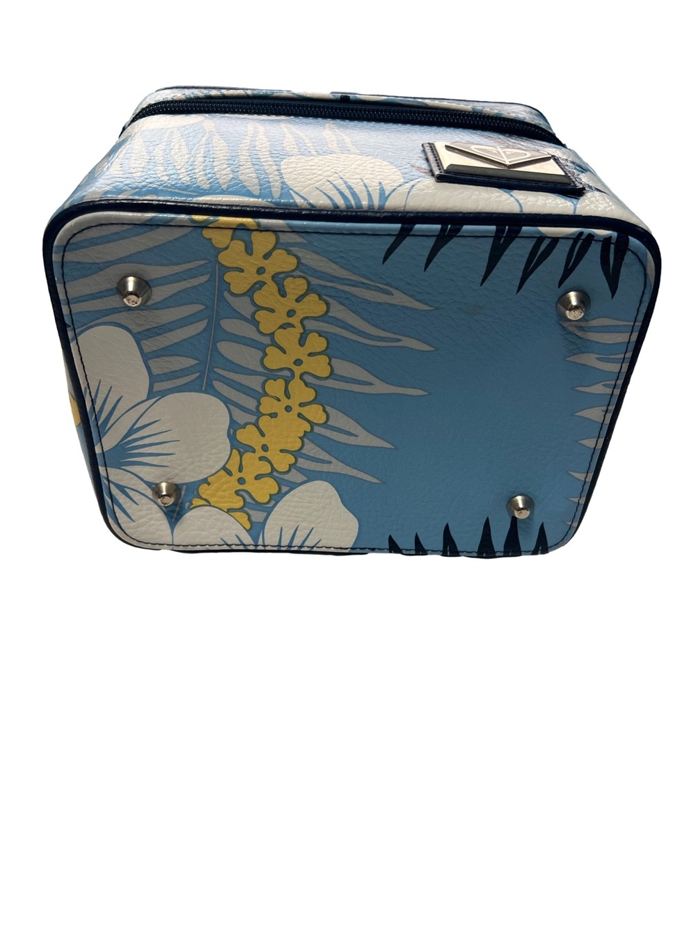 Vintage Y2K Roxy Luggage Make Up Case Blue Hibiscus - Picture 5 of 11